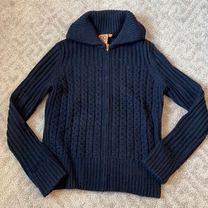 Tory Burch, full zip, merino wool sweater